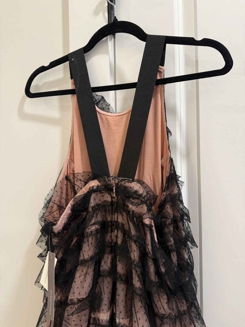 Anthropologie Black Lace Overlay Blush Maxi Dress - Picture 8 of 9